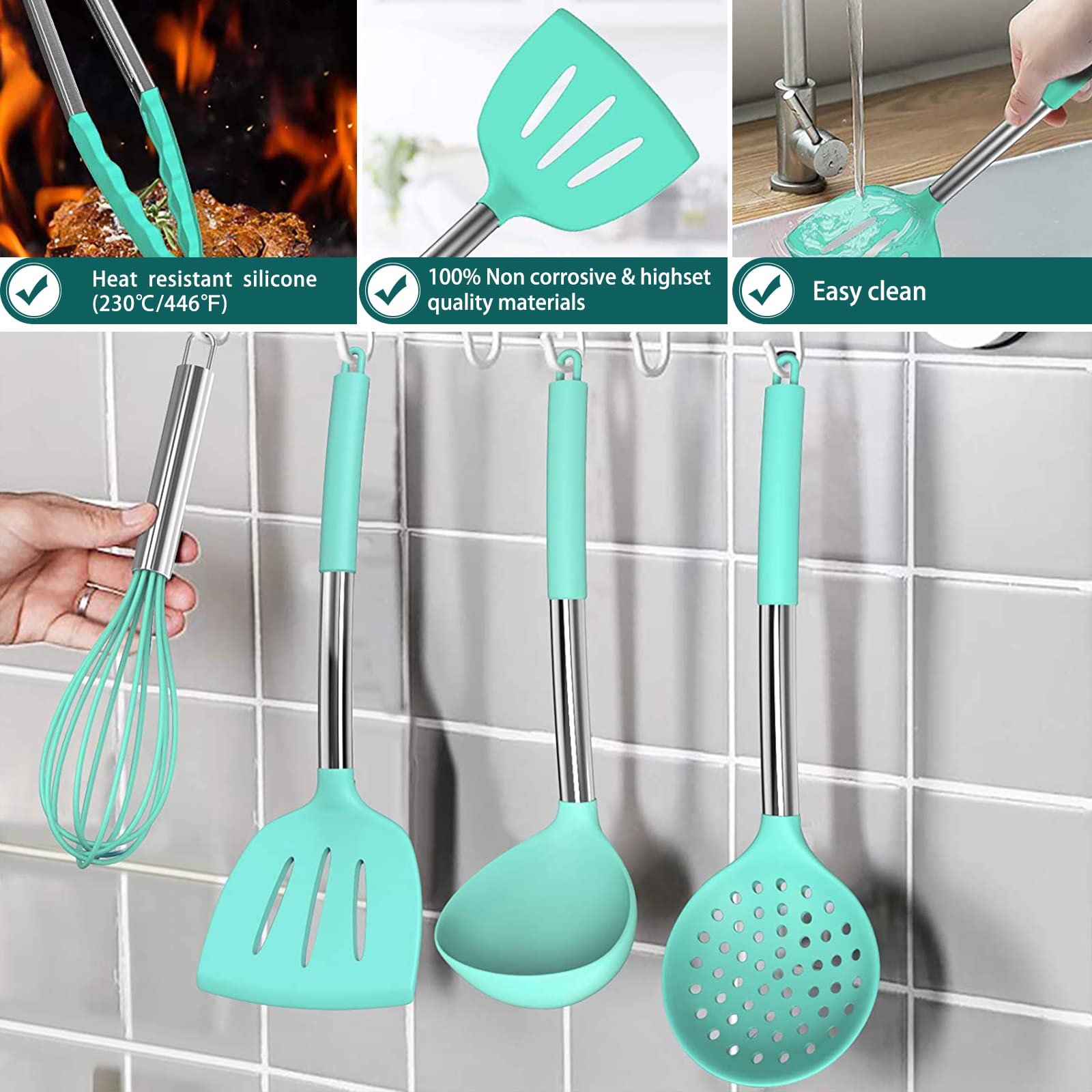 Umite Chef utensils next to everyday kitchen tools for size and scale clarity