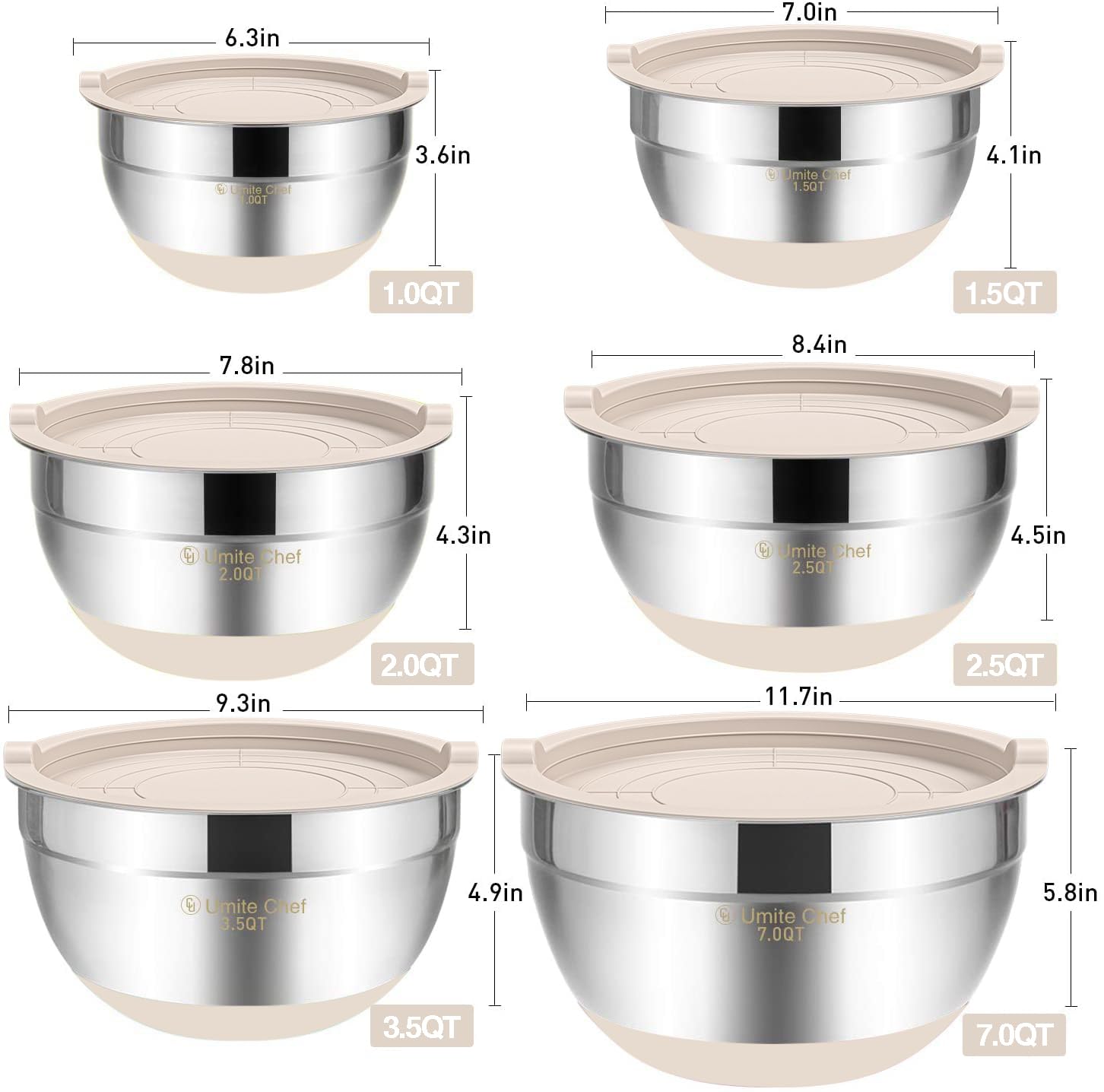 Umite Chef bowls beside fruit showing scale and versatile serving sizes