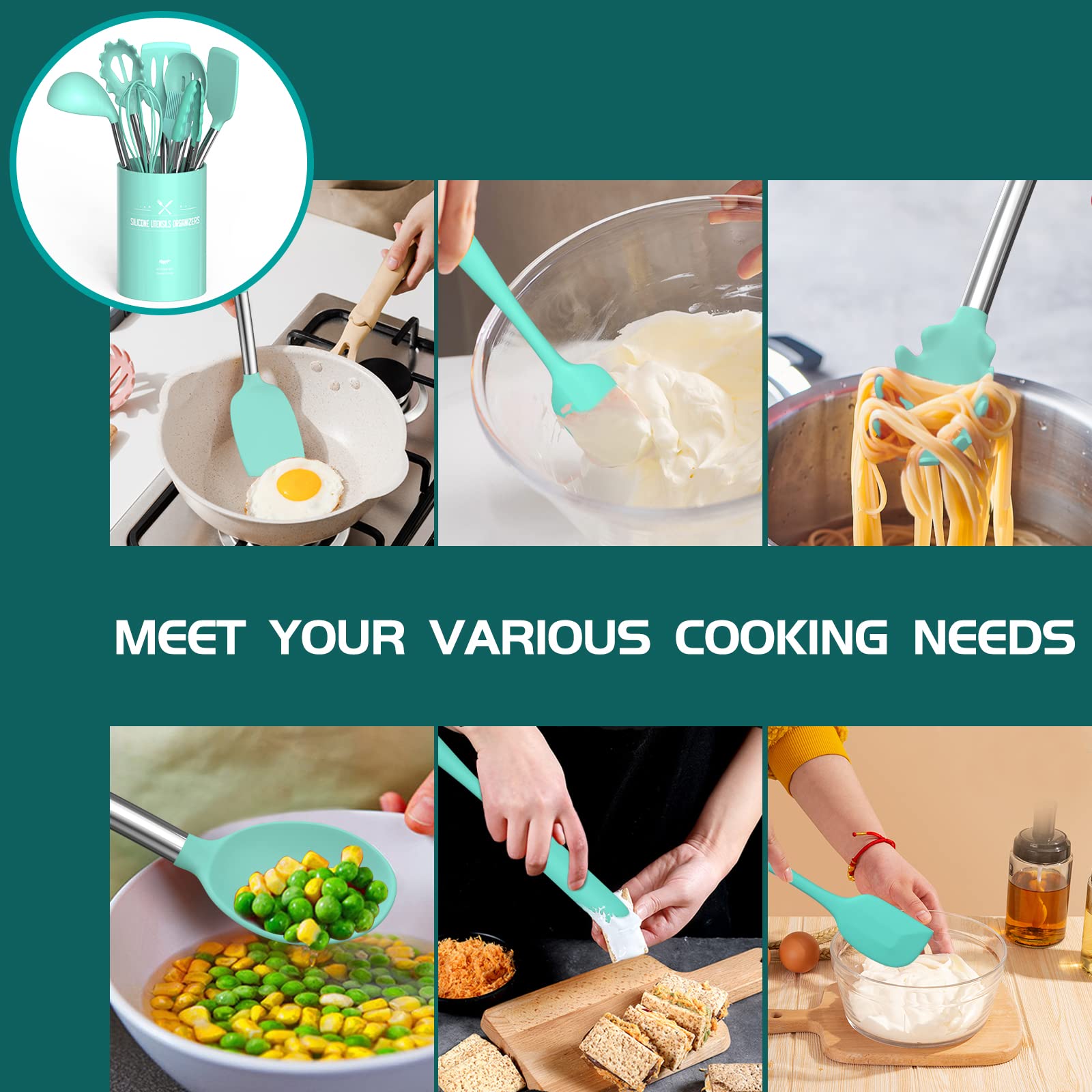Umite Chef flexible spatula flipping pancake safely without scratching pan