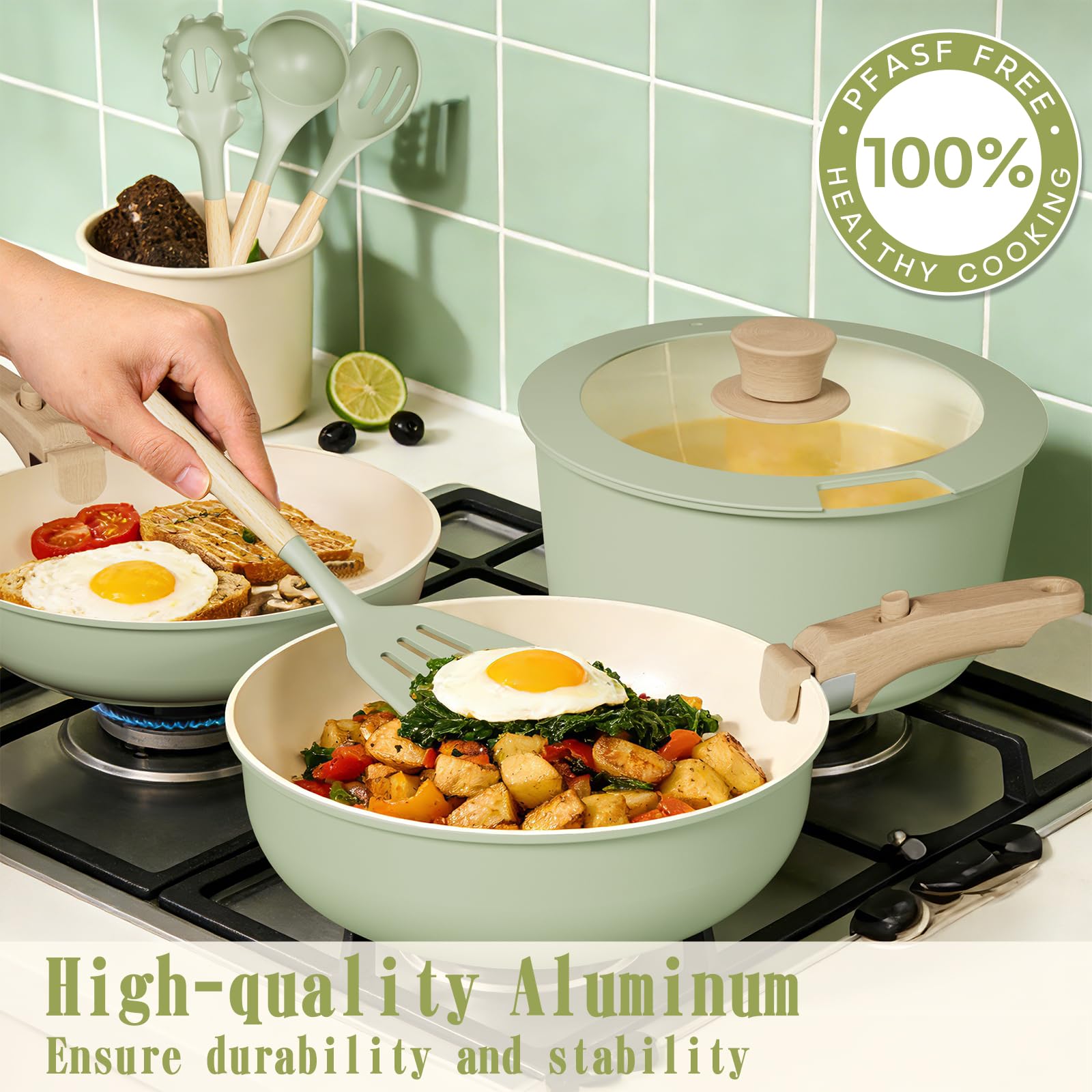 Umite Chef tempered glass lids with silicone rim for splash-free cooking and airtight storage