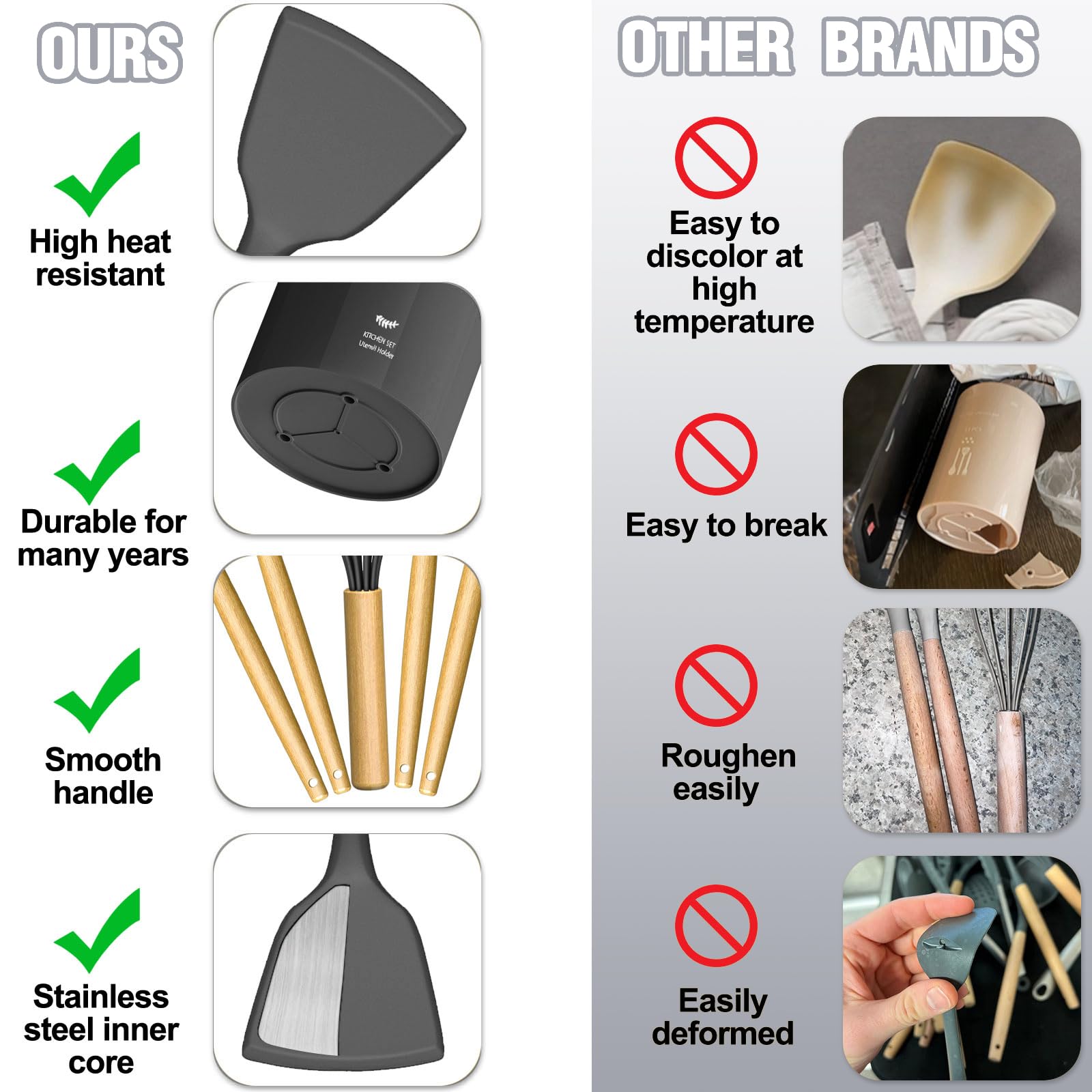 Umite Chef utensils neatly stored in holder for tidy countertop organization