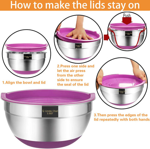 Umite Chef serving a salad from a stainless bowl showing practical countertop use