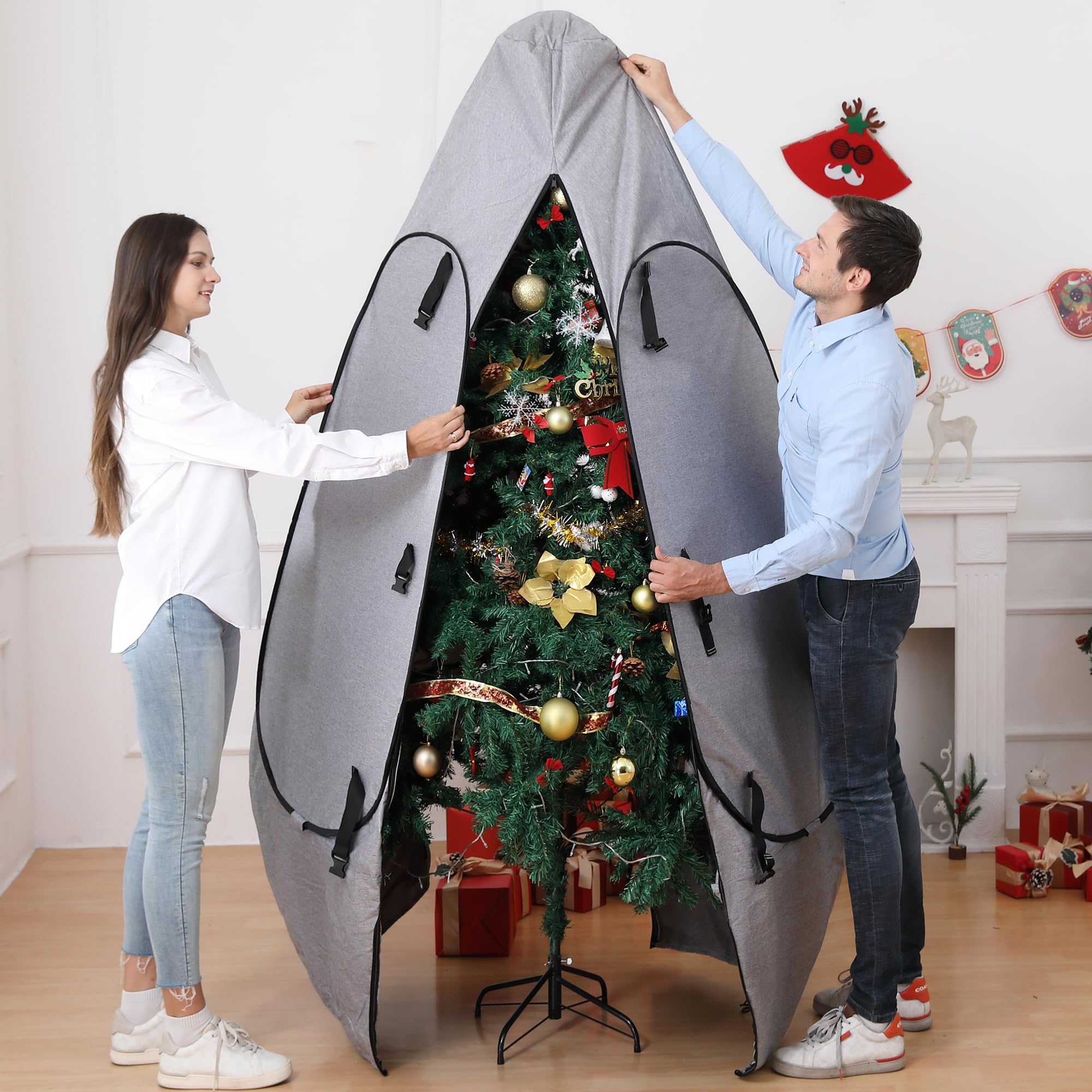 UNARK front view of upright tree bag showing full coverage and easy access