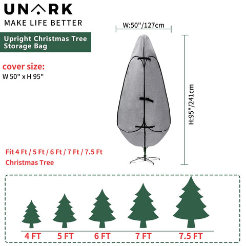 UNARK popped open tent-style bag ready to slide over decorated tree