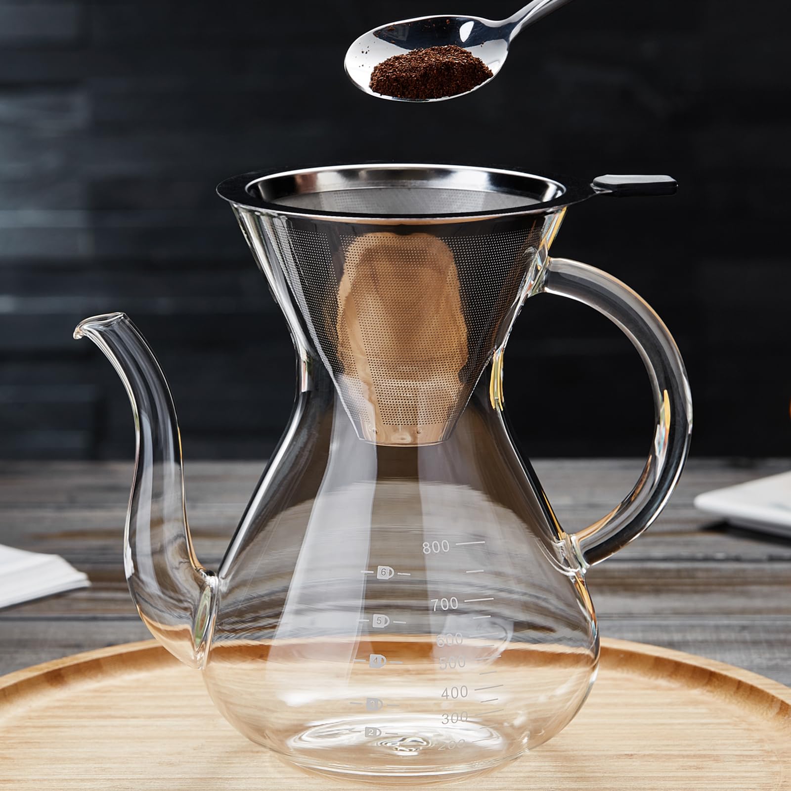 Unbreakable close-up of double stainless steel filter showing fine mesh for richer flavor