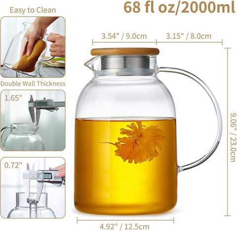 Unbreakable teapot bamboo lid detail with silicone ring for safer, slip-resistant handling