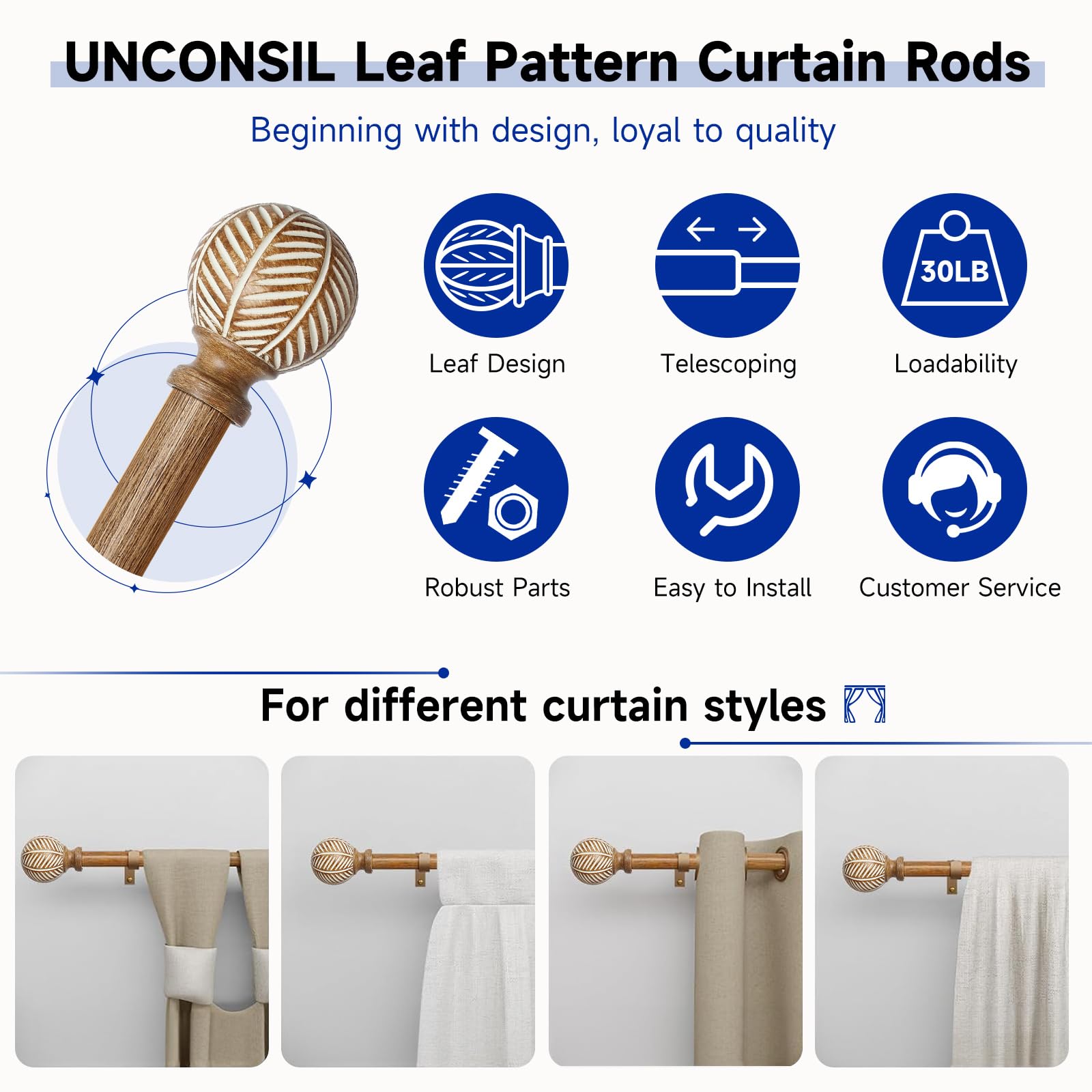 UNCONSIL curtain rod installed over living room window enhancing decor
