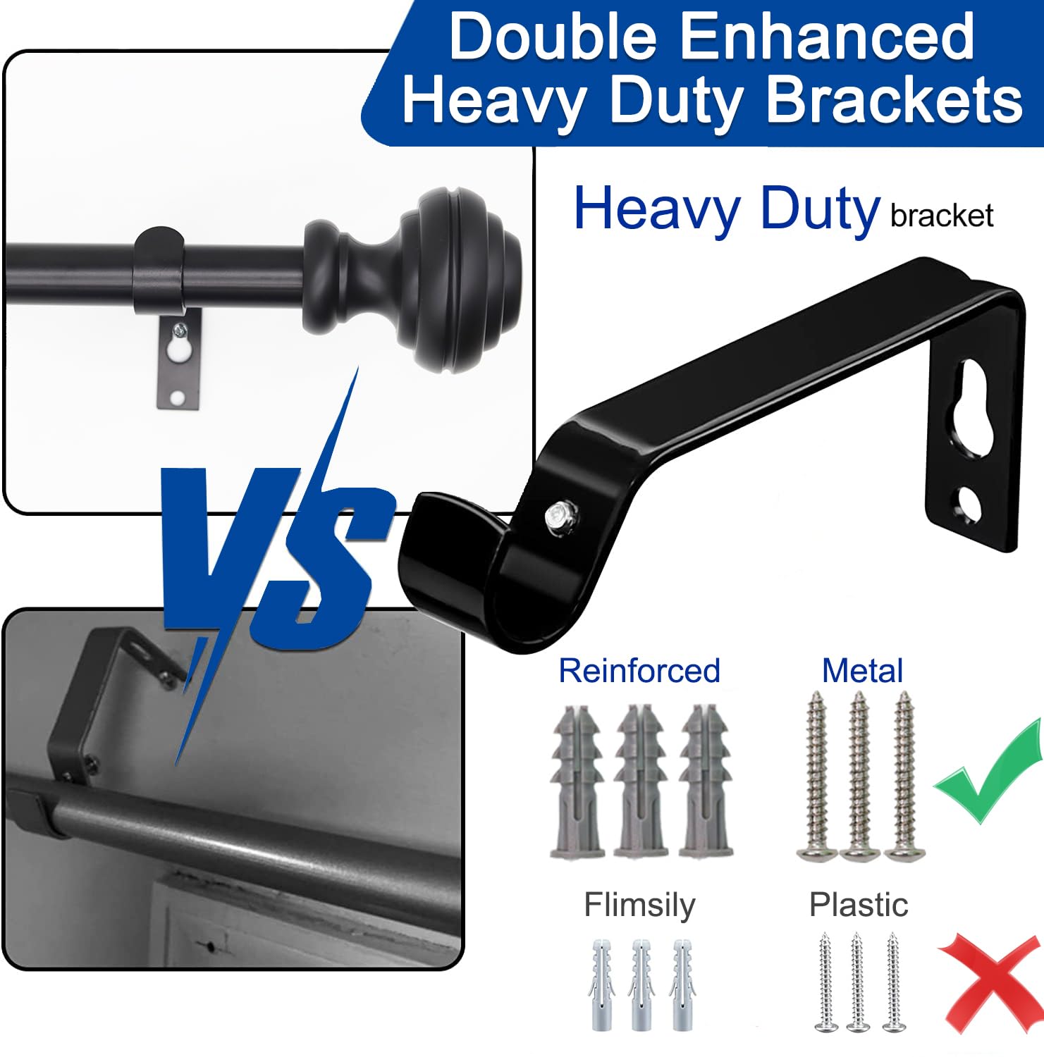 UNCONSIL installed rod holding velvet curtains, demonstrates strong support and elegant drape