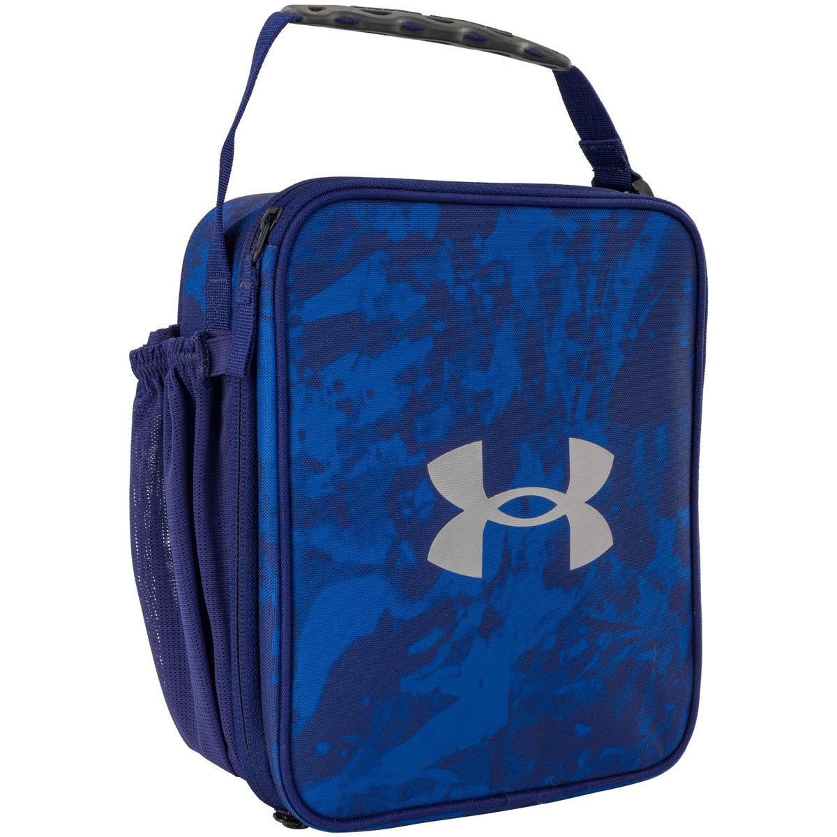 Under Armour front view showing lunchbox shape and secure zipper benefit: durable carry