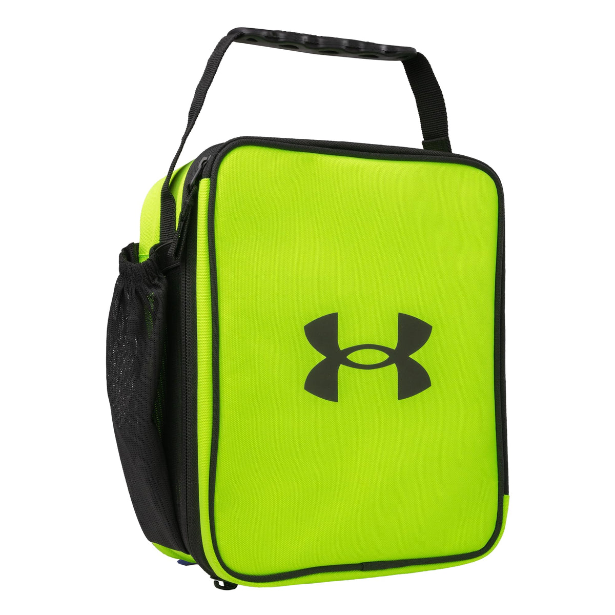 Under Armour UA Scrimmage 3 lunchbox front view showing Hyper Green durable shell for everyday protection