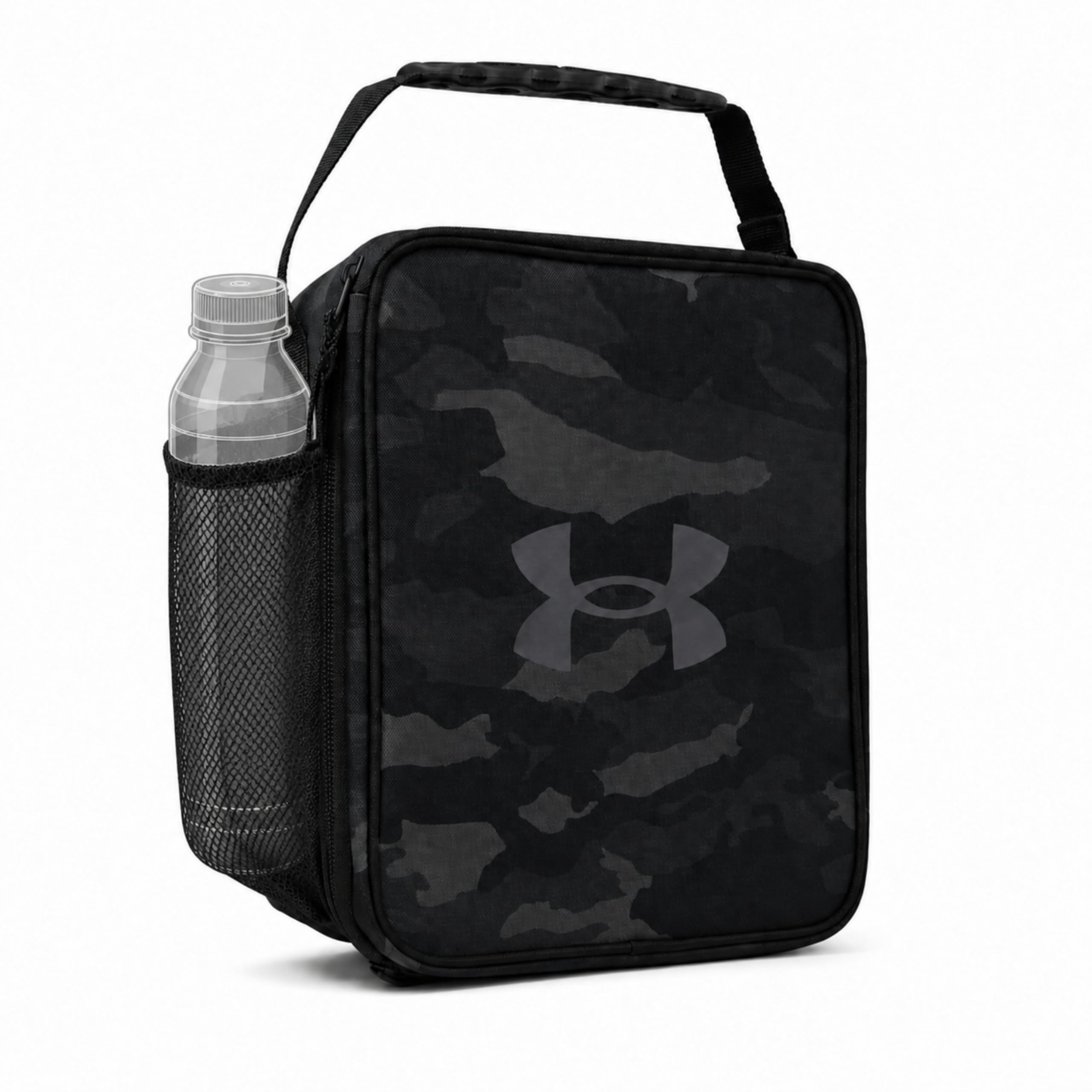 Under Armour UA Scrimmage 3 front view showing black woodland camo and compact profile for organized storage