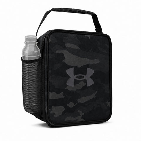 Under Armour UA Scrimmage 3 front view showing black woodland camo and compact profile for organized storage