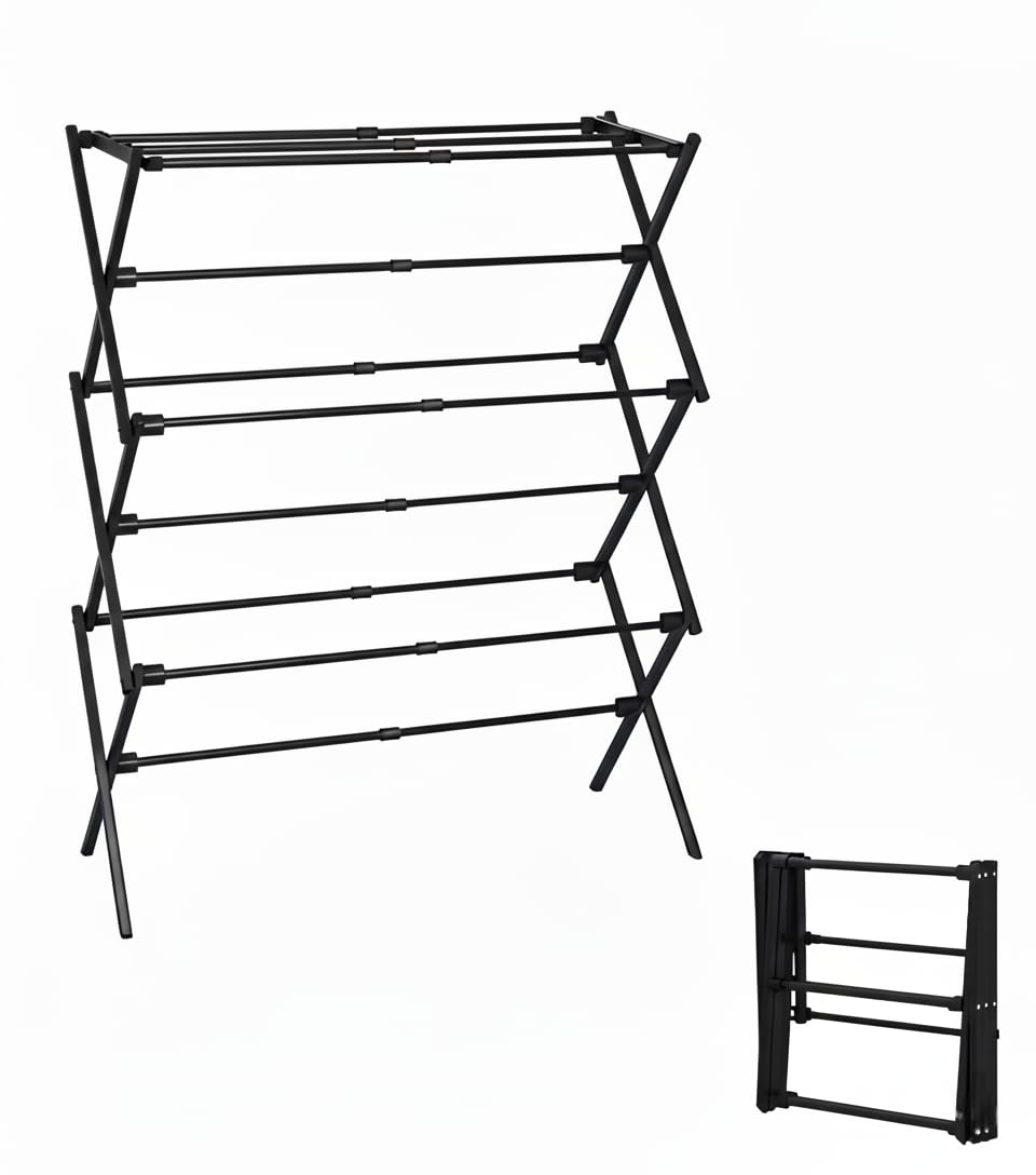 UNICCA full view three-tier drying rack sturdy heavy-load support