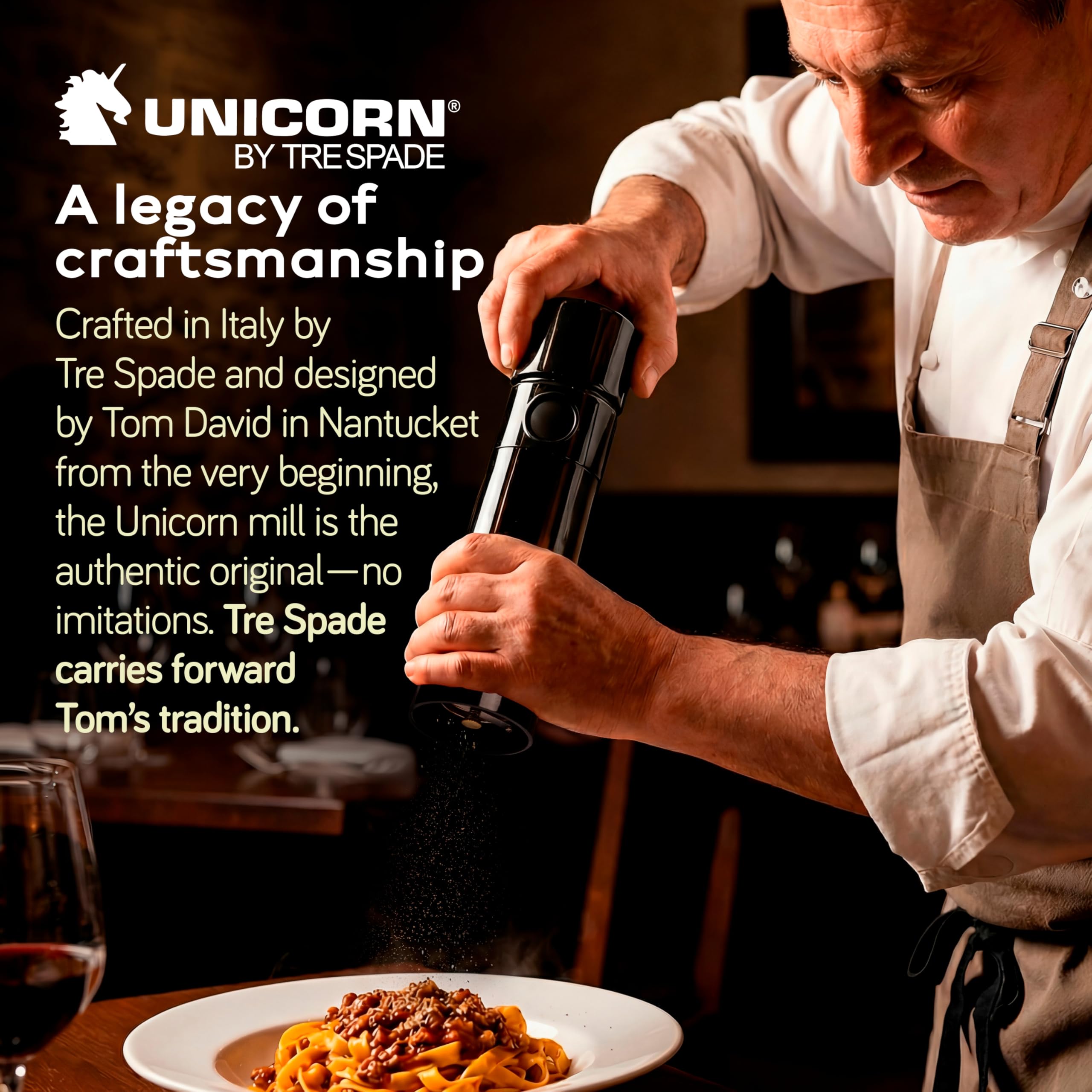 Unicorn MAGNUM PLUS label close-up highlighting Italian-made components
