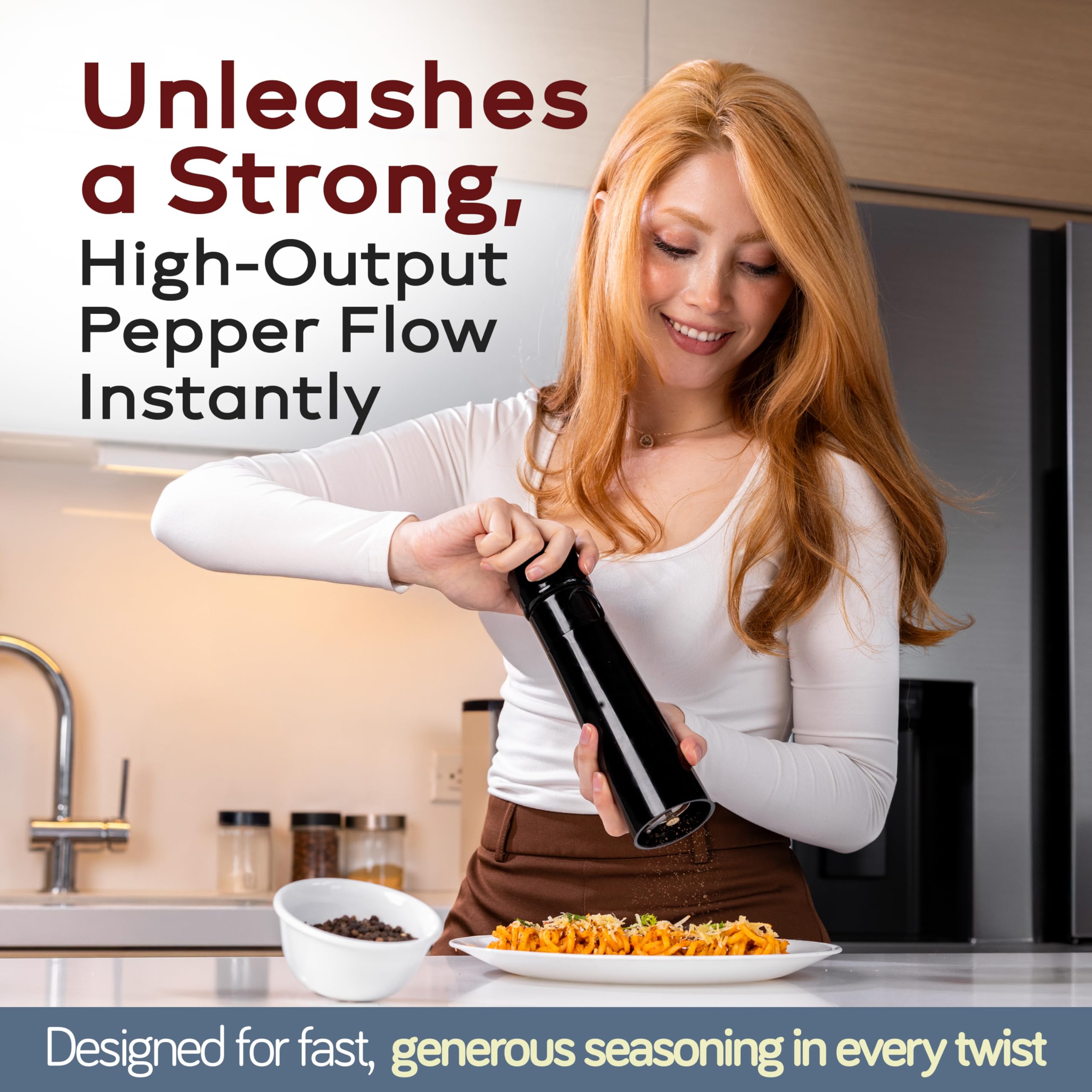 Unicorn MAGNUM PLUS clear hopper filled with peppercorns showing capacity