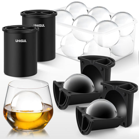 UNIGUL clear ice ball maker front view showing compact insulated design and benefit of clarity