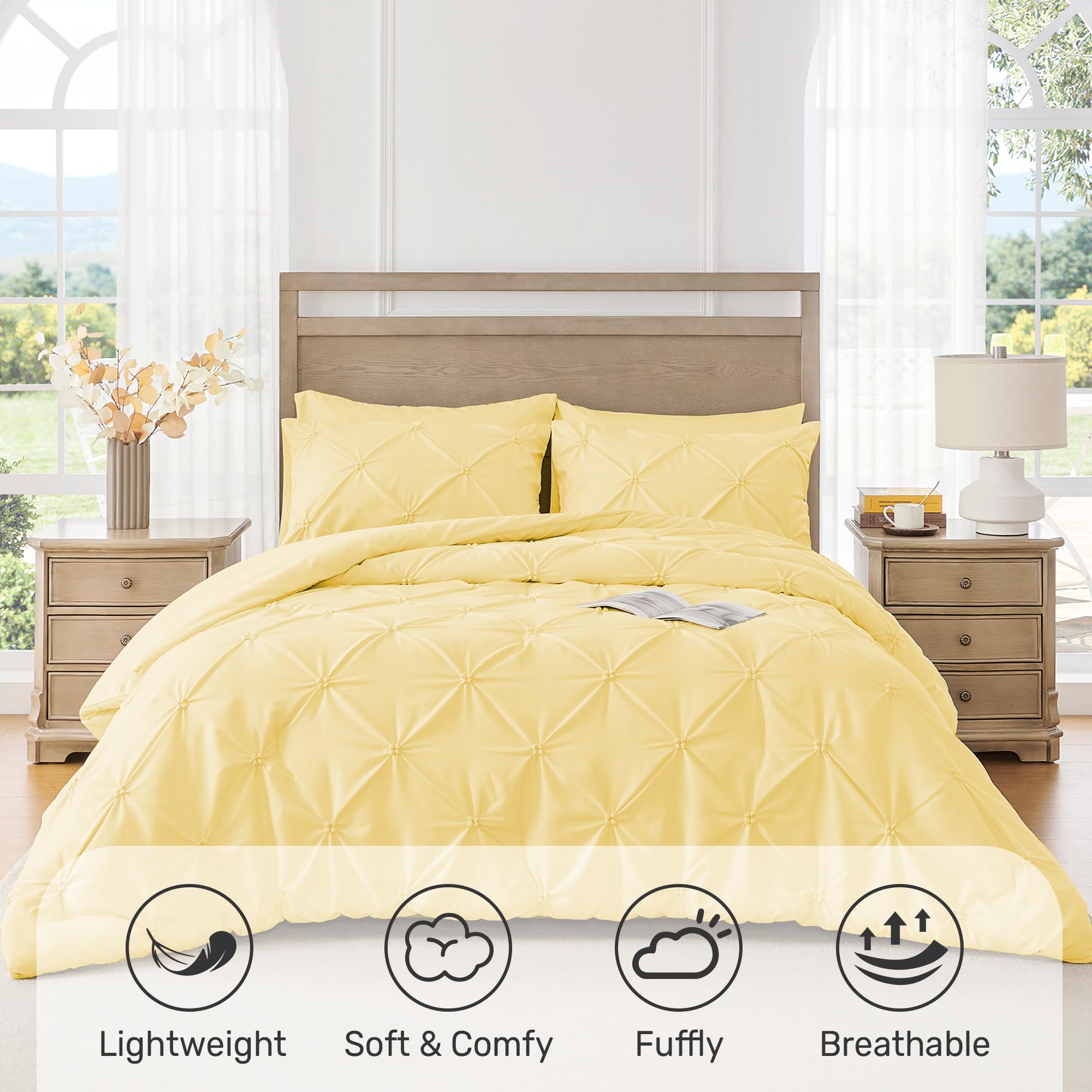 UNIKOME close-up pintuck detail highlighting soft microfiber texture and quiet comfort