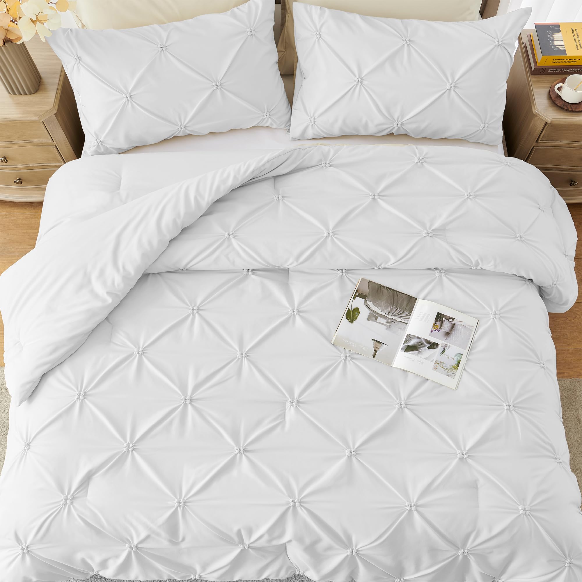 UNIKOME scale room setting on king bed illustrating generous coverage and bedroom styling benefit