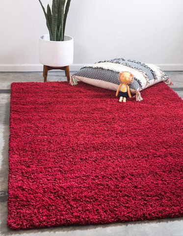Unique Loom cherry red front view showing full rug and vibrant color