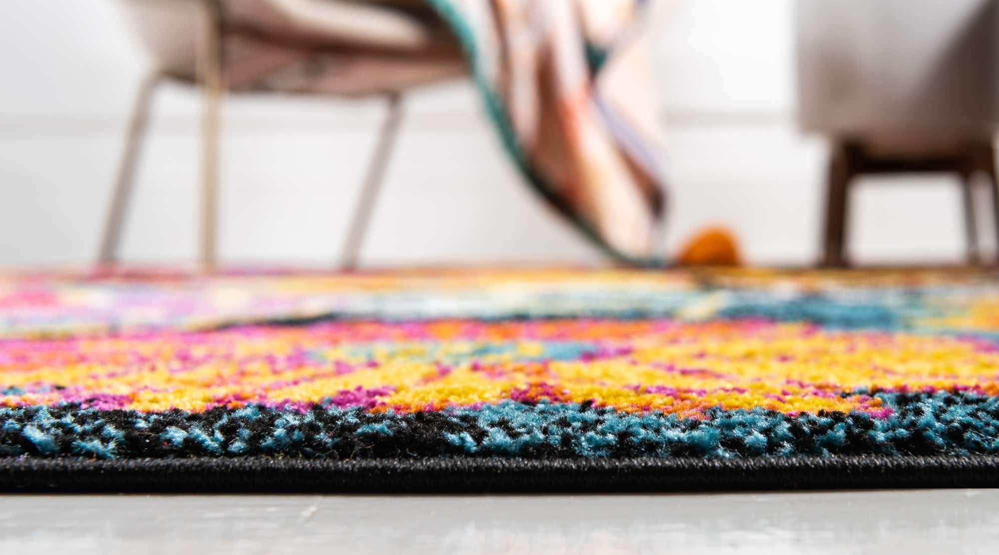 Unique Loom Kennedy in hallway lifestyle showing color anchoring narrow spaces and flow
