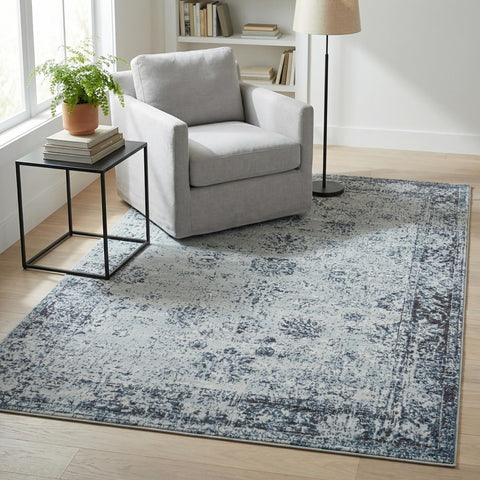 Unique Loom front view showing Casino pattern and light blue ivory tones for elegant decor