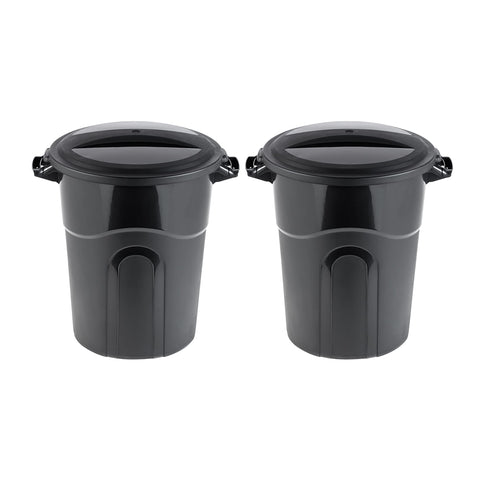 United Solutions front view of black 20-gallon can showing durable shape and easy storage