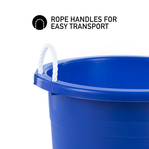 United Solutions tub filled with garden tools showing rugged outdoor use