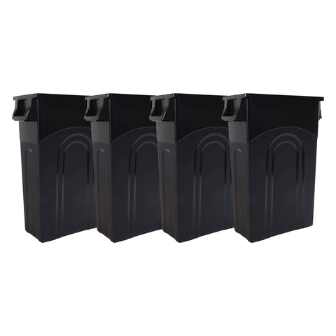 United Solutions front view showing slim trash can and space saving benefit