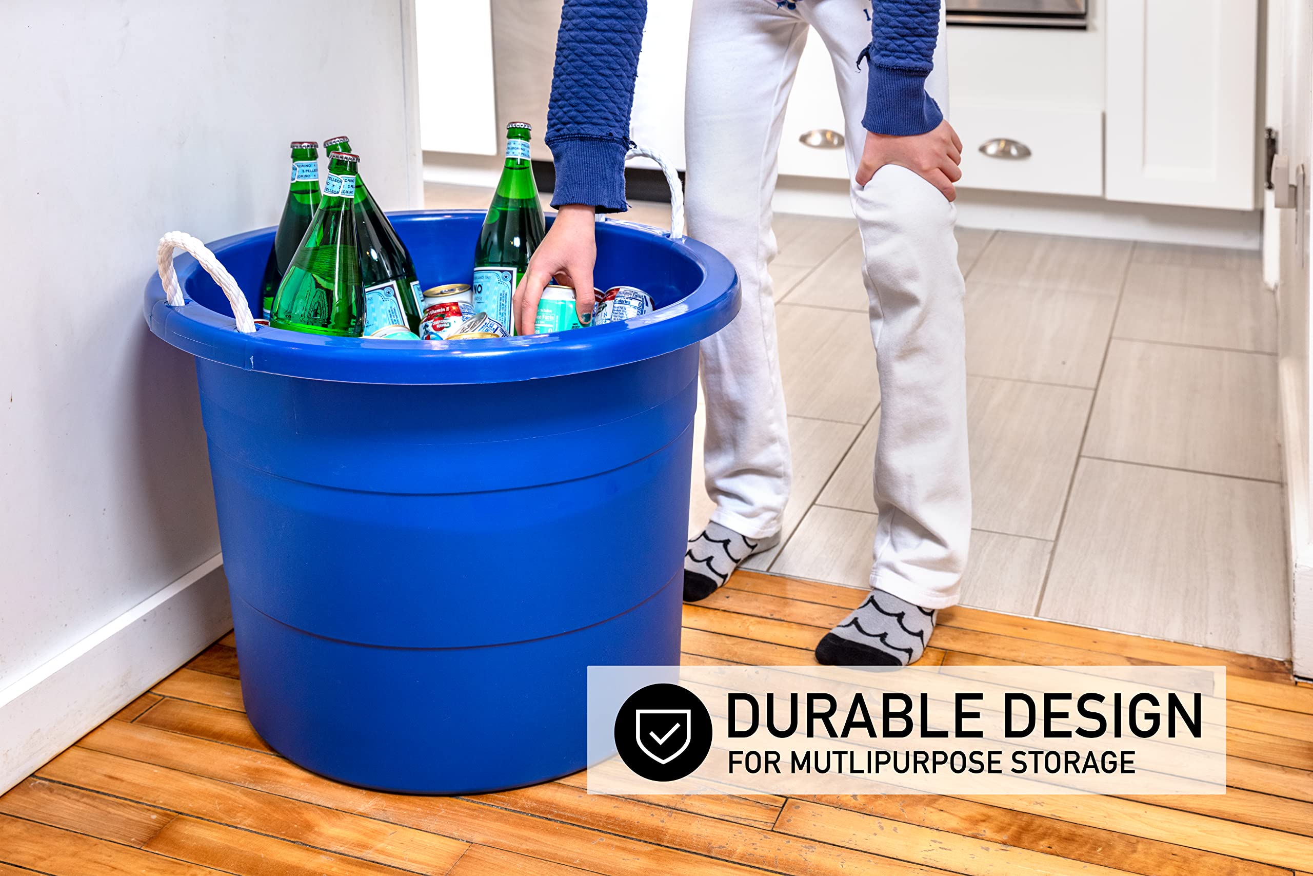 United Solutions tub carrying laundry showing convenient hauling benefit