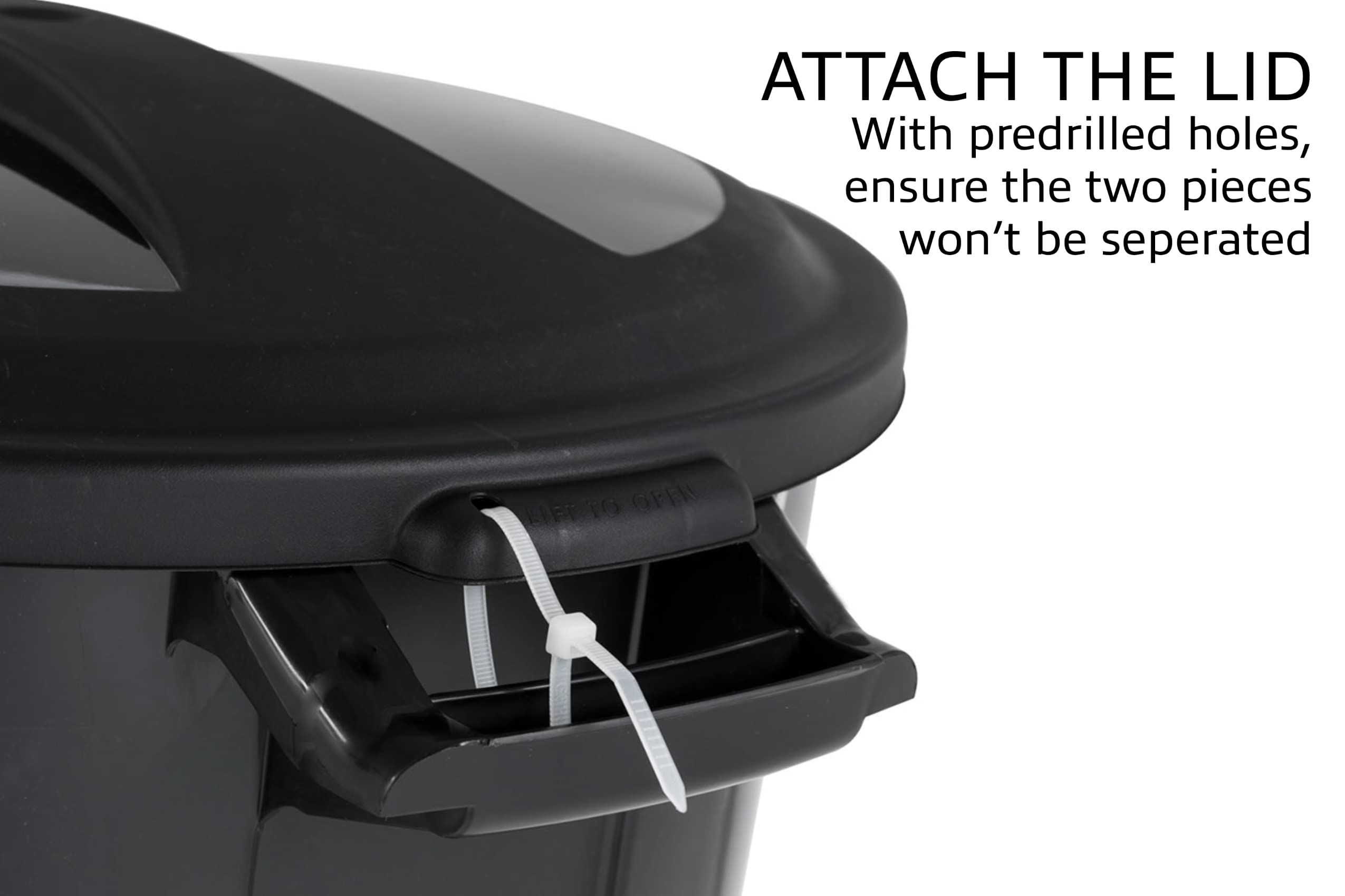 United Solutions attached lid hinge image showing predrilled attachment keeping lid from separating benefit