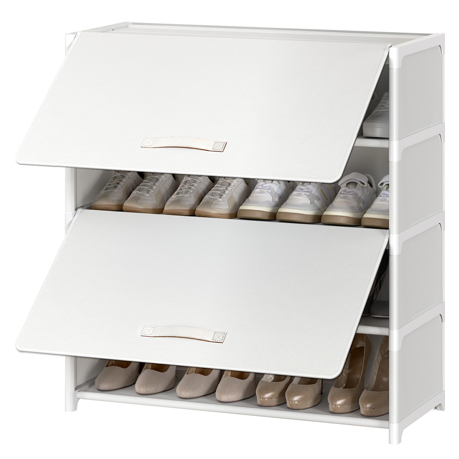UNITSTAGE shoe cabinet front view showing organized shoes and tidy entry