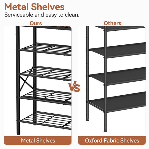 UNITSTAGE height comparison with boots showing removable shelf flexibility
