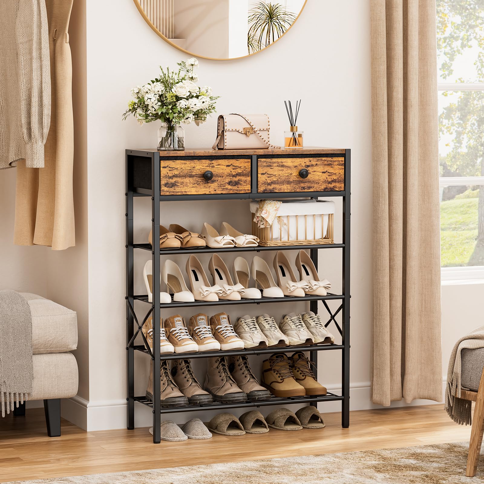 UNITSTAGE metal mesh shelf detailed view showing airflow and sturdy support