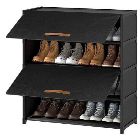 UNITSTAGE front view of 5-tier shoe cabinet showing neat storage benefit
