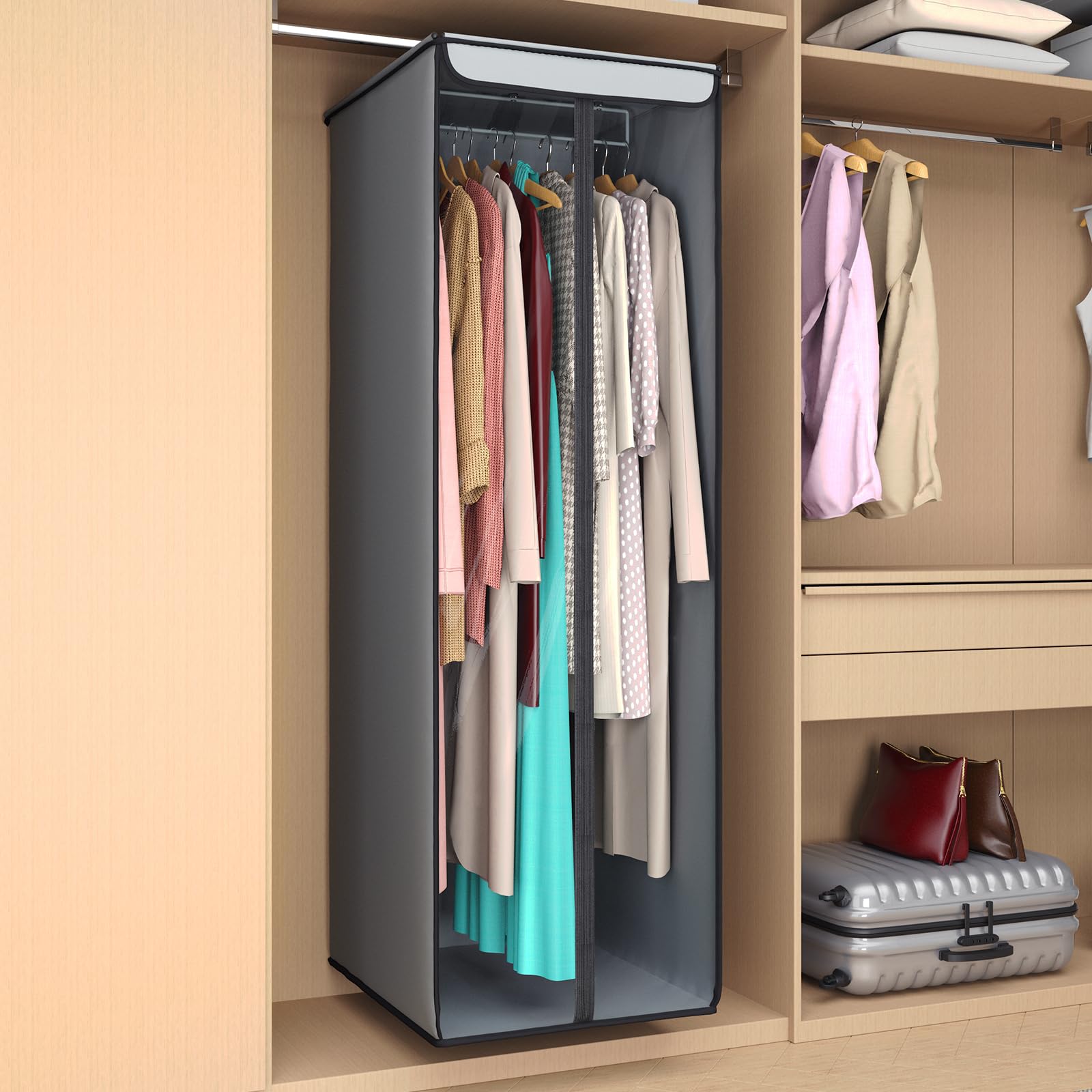 Univivi clear PEVA window detail for quick garment identification
