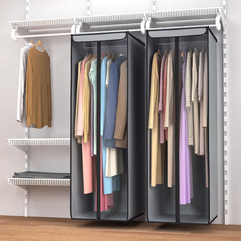 Univivi garment bag hung in closet for organized seasonal storage
