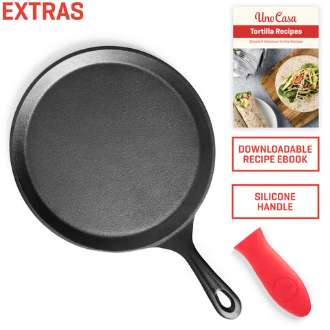 Uno Casa comal with tortillas cooking fast and achieving even browning