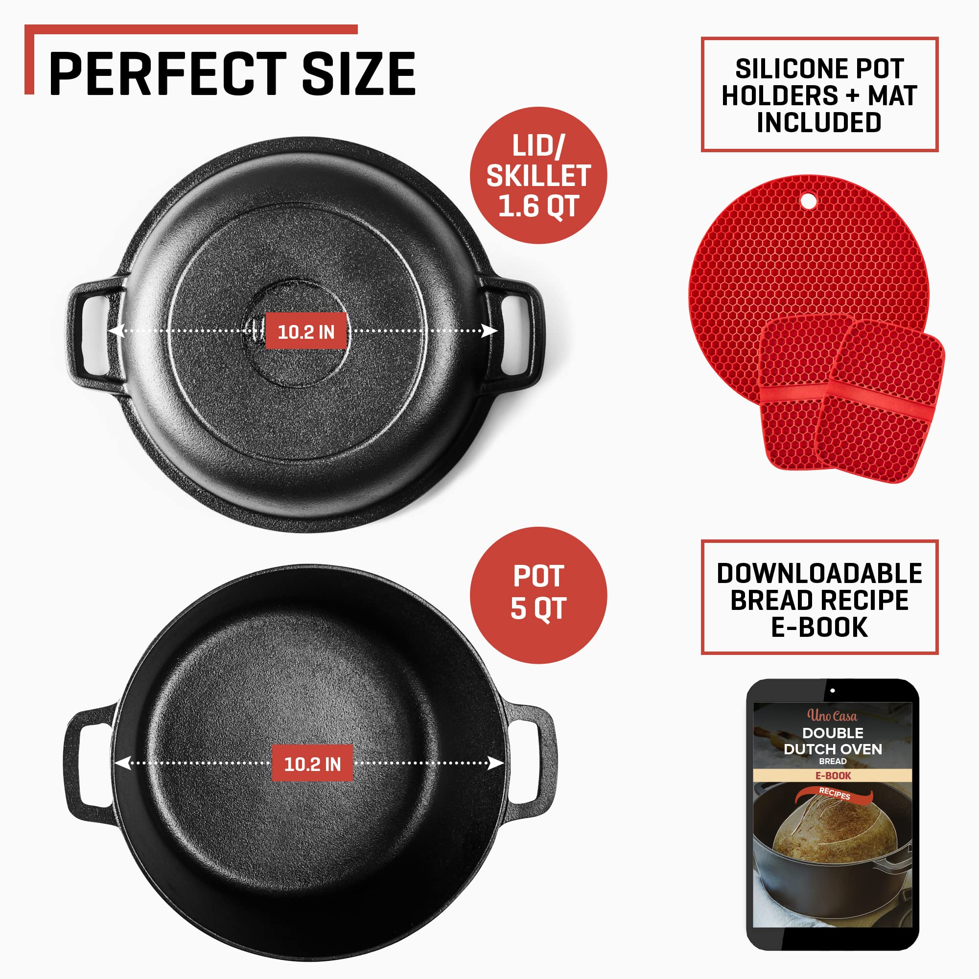 Uno Casa lid converted to 10.2 inch skillet demonstrating dual-purpose convenience