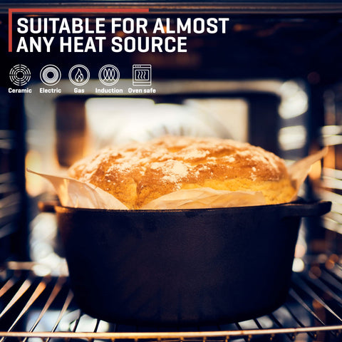 Uno Casa lid used as skillet searing meat illustrating versatile stovetop performance