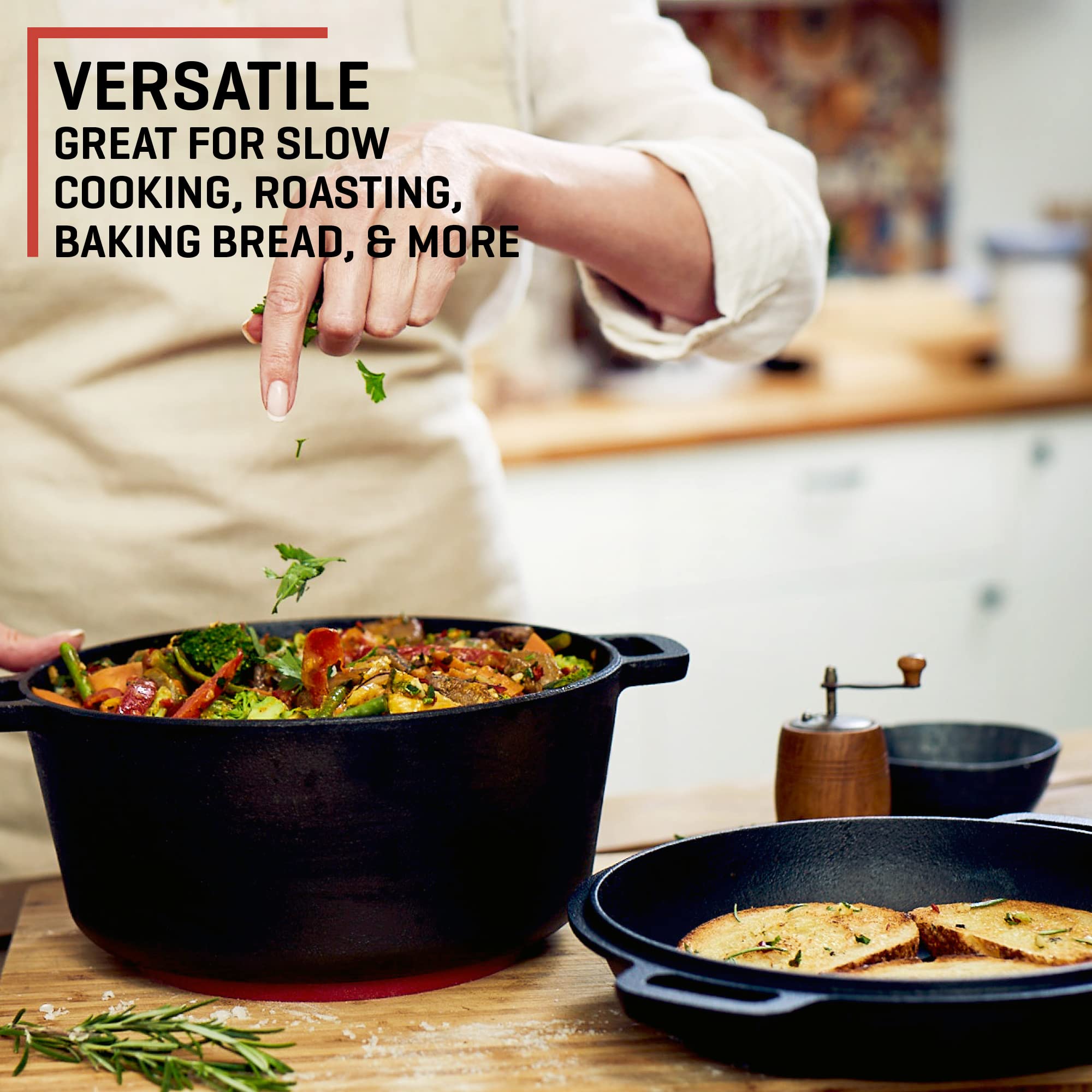Uno Casa strong dual handles on pot and lid for safe heavy-load handling