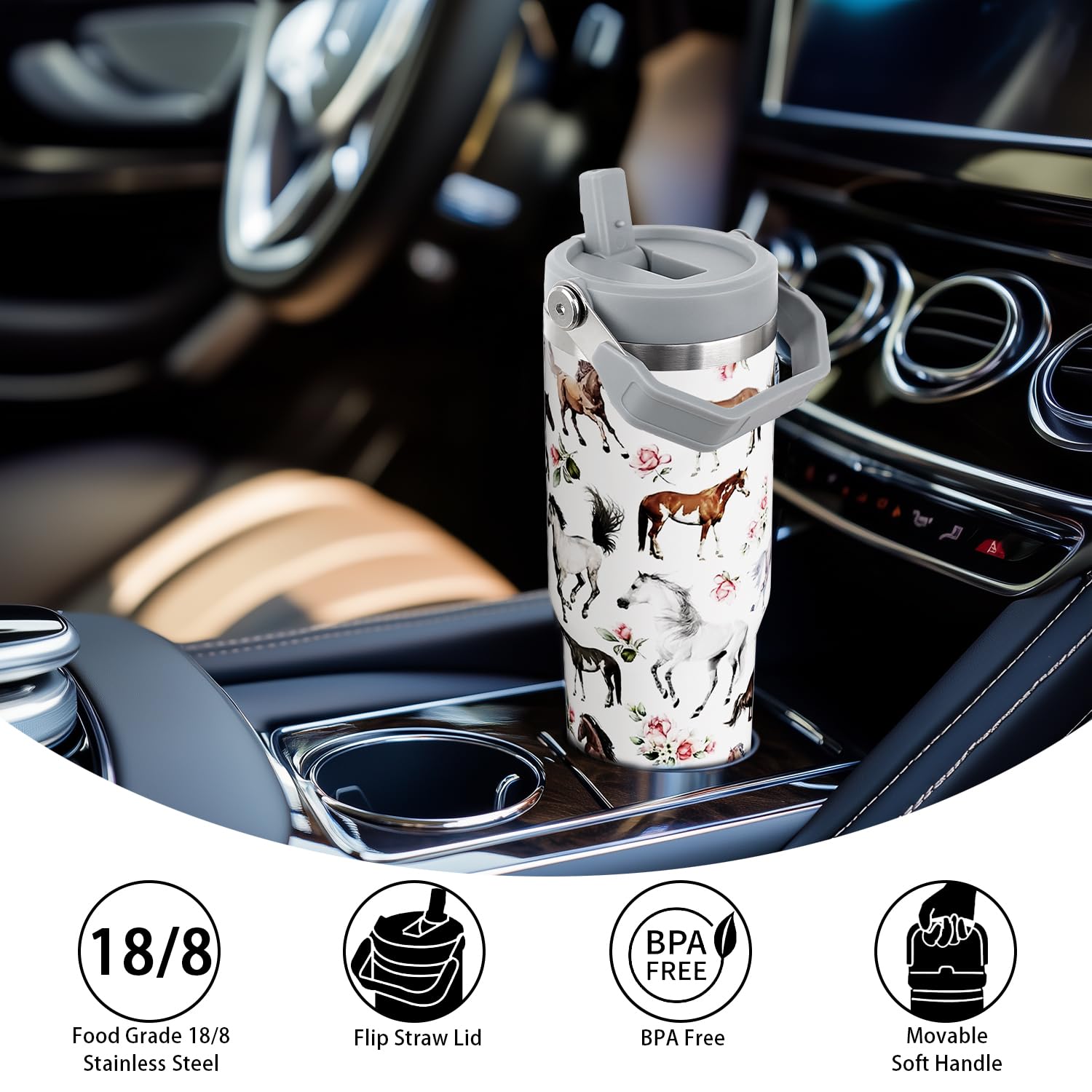 Unyopsa tumbler in car cup holder, fits most vehicle holders