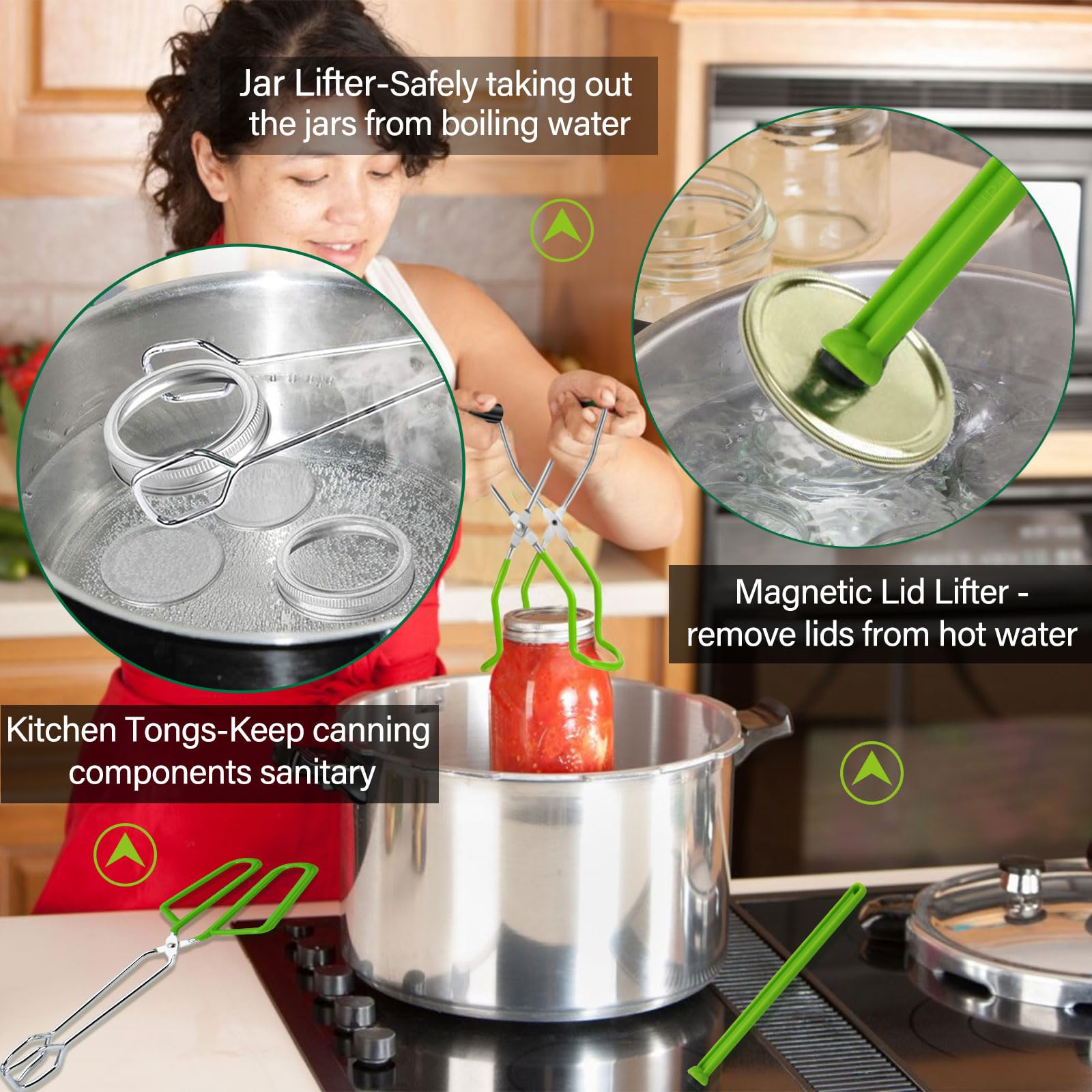 UONMAY jar lifter and tongs lifting a hot jar safely, reduces burn risk