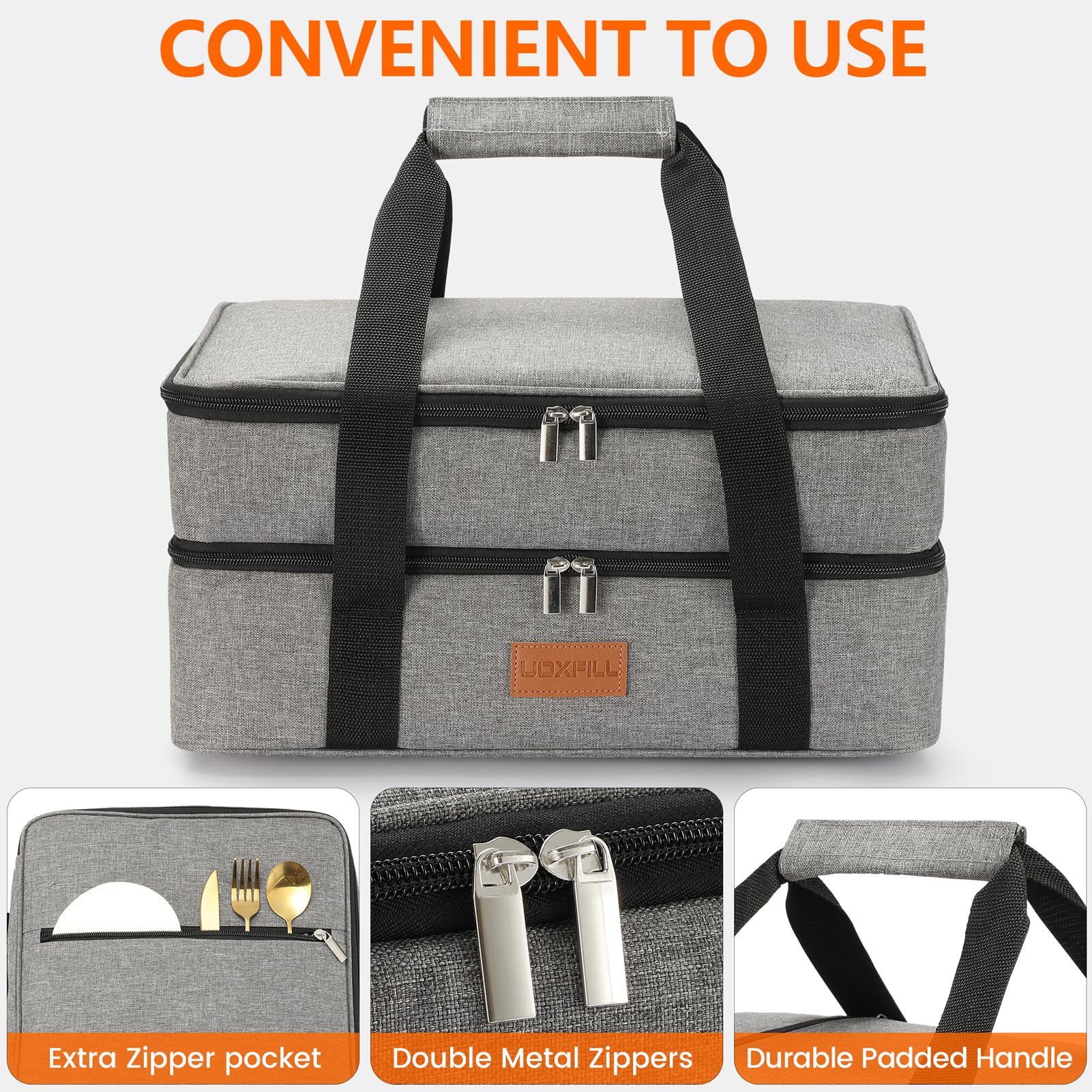 Uoxfill with two 9x13 pans inside demonstrating full-capacity fit for potlucks and events