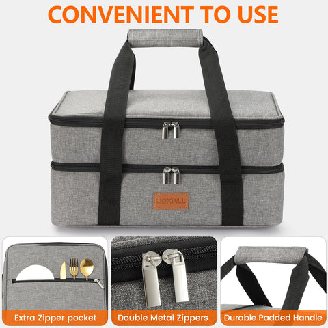 Uoxfill with two 9x13 pans inside demonstrating full-capacity fit for potlucks and events