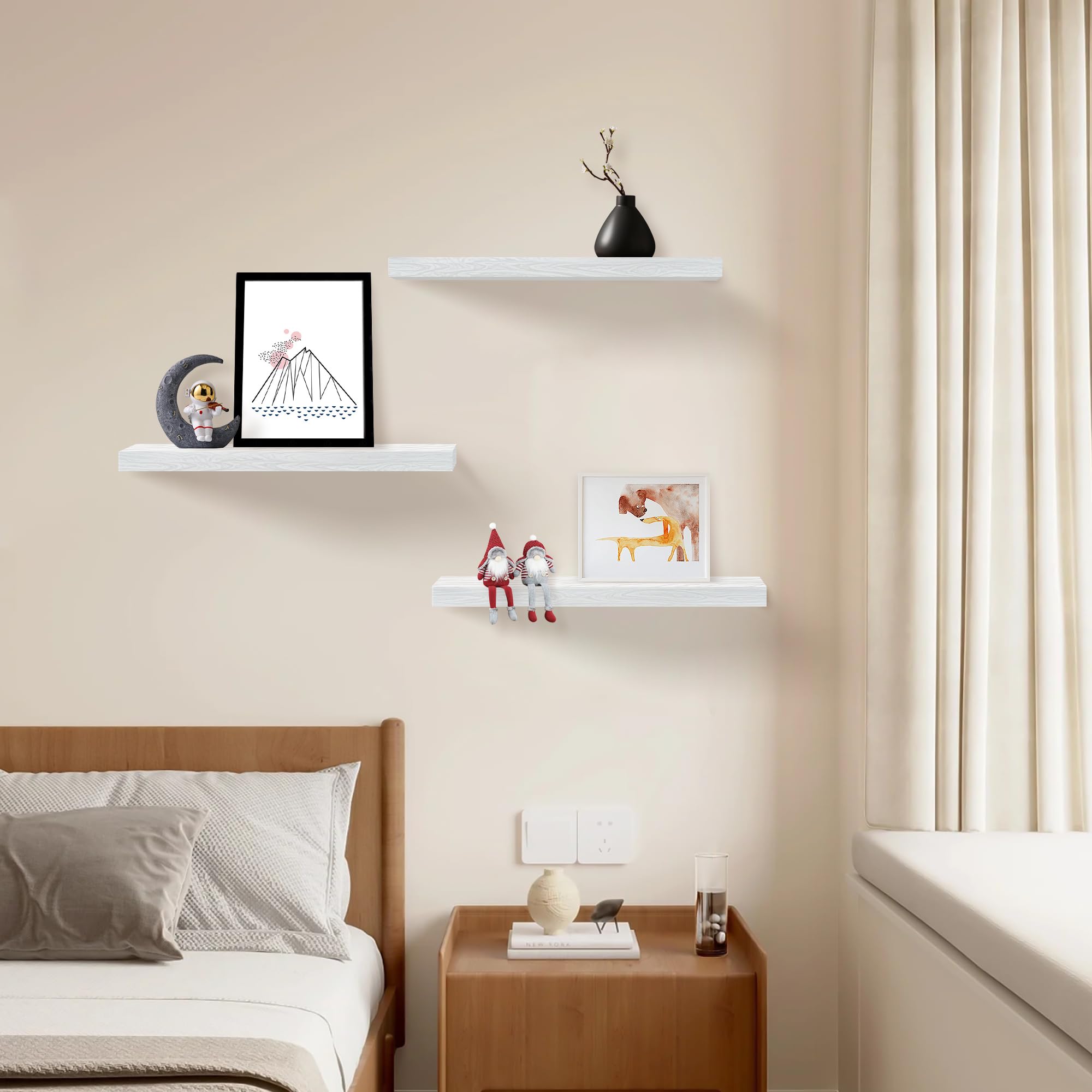 Upassion scale comparison with book and plant to show 24-inch shelf capacity