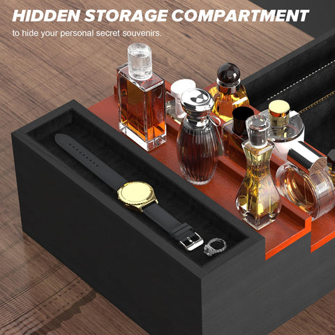 upcessory hidden drawer open with plush lining protecting small valuables