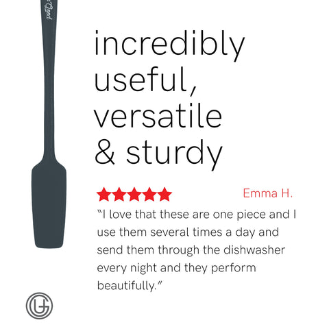 UpGood spatula set on kitchen counter during baking, showing versatility and style