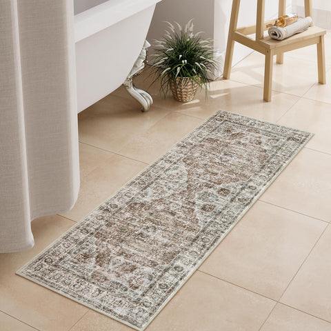Uphome runner front view showing vintage khaki design and cozy appeal