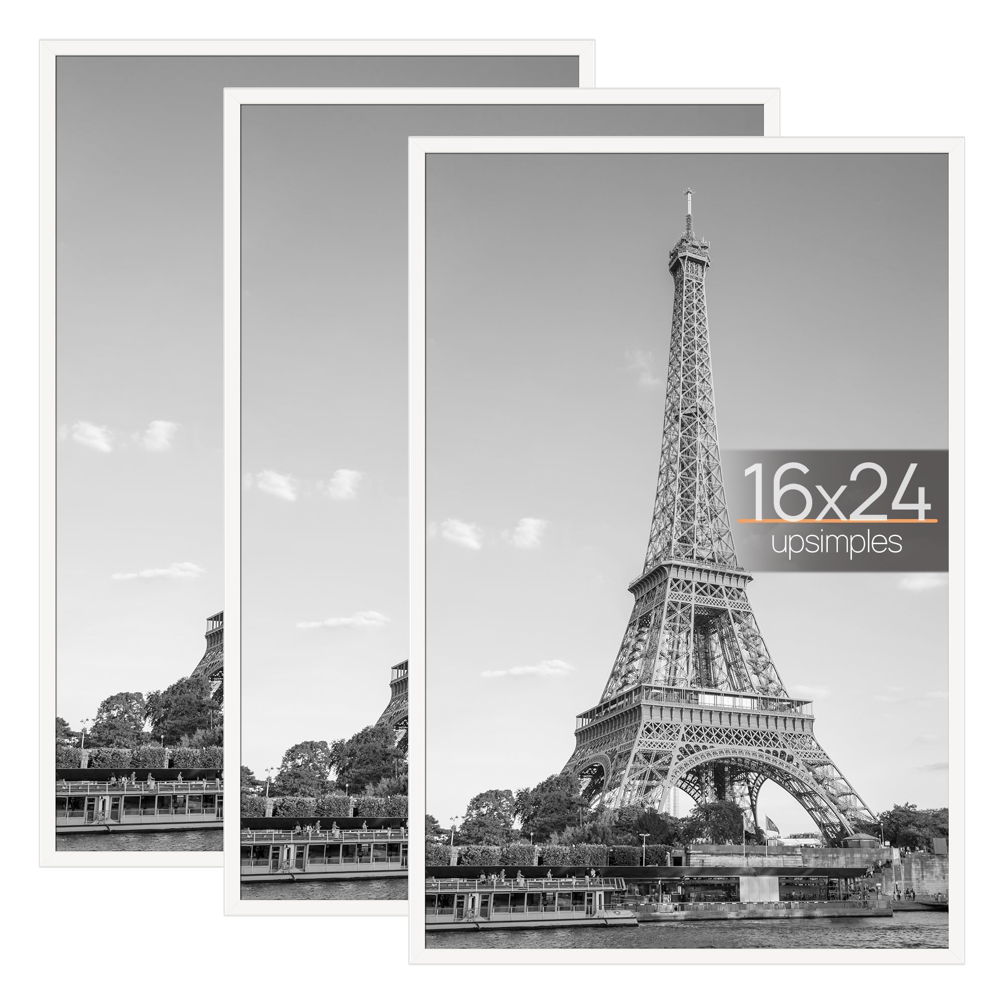 upsimples white frame front view showing clean border and display benefit