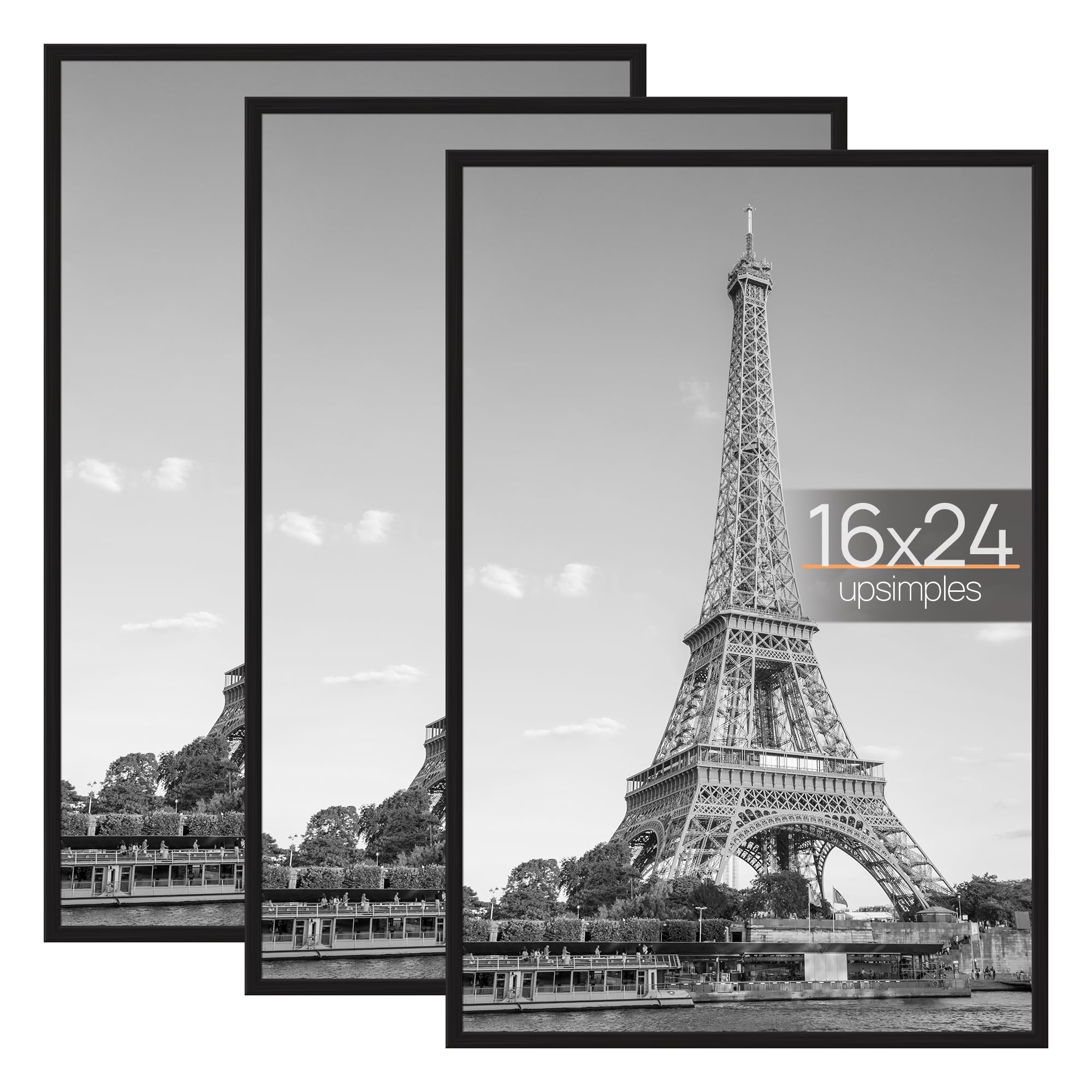 upsimples front view of 16x24 black frame showing clean edge and display benefit
